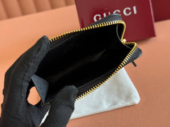 EMBLEM ZIP CARD CASE 13 IN BLACK GG GRAINY CALFSKIN