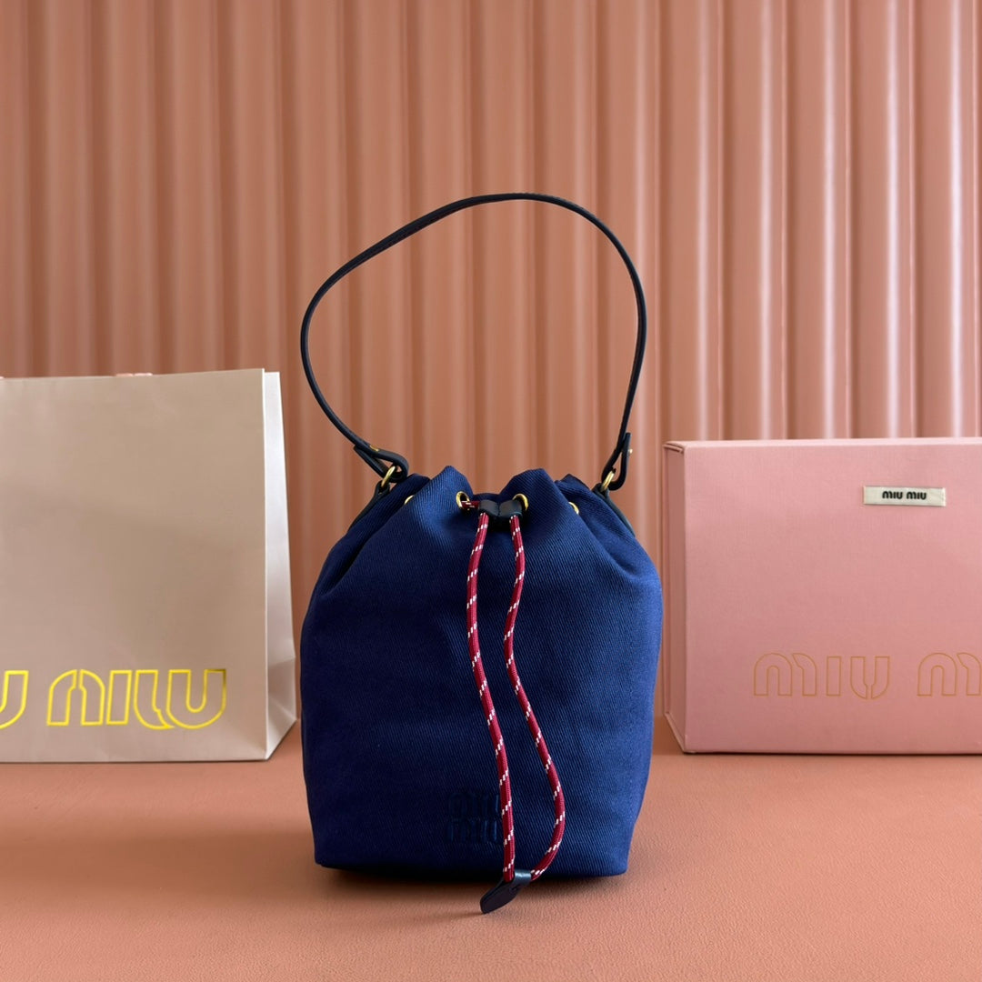 GABADINE POUCH 22.5 IN INDIGO RED CANVAS AMARANTH DRAWSTRING