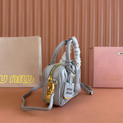 ARCADIE MATELASSÉ NAPPA SMALL BAG 19 IN GREY LAMBSKIN GOLD HARDWARE