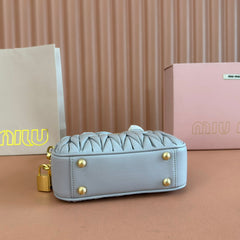 ARCADIE MATELASSÉ NAPPA SMALL BAG 19 IN GREY LAMBSKIN GOLD HARDWARE