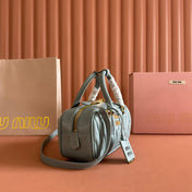 ARCADIE MATELASSÉ BAG 22 OLIVE GRAY IN CALFSKIN GOLD HARDWARE