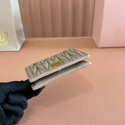 SMALL MATELASSÉ NAPPA LEATHER WALLET TAUPE GRAY