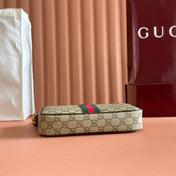 GUCCI 26S OPHIDIA CROSSBODY BAG 24 IN BROWN AND DARK BEIGE CANVAS