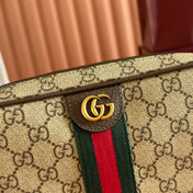 GUCCI 26S OPHIDIA CROSSBODY BAG 24 IN BROWN AND DARK BEIGE CANVAS
