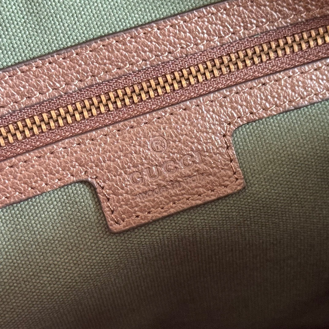 GUCCI 26S OPHIDIA CROSSBODY BAG 24 IN BROWN AND DARK BEIGE CANVAS