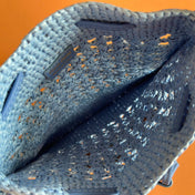 MIUMIU 26S WANDER BUCKET BAG 23 IN BLUE RAFFIA WITH LEATHER TRIM