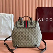 GG 25S OPHIDIA MEDIUM BACKPACK 30 IN BEIGE AND EBONY CALFSKIN