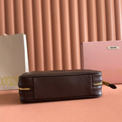 MIUMIU 26S BEAU TOP HANDLE BAG 29 IN DARK BROWN CALFSKIN GOLD HARDWARE