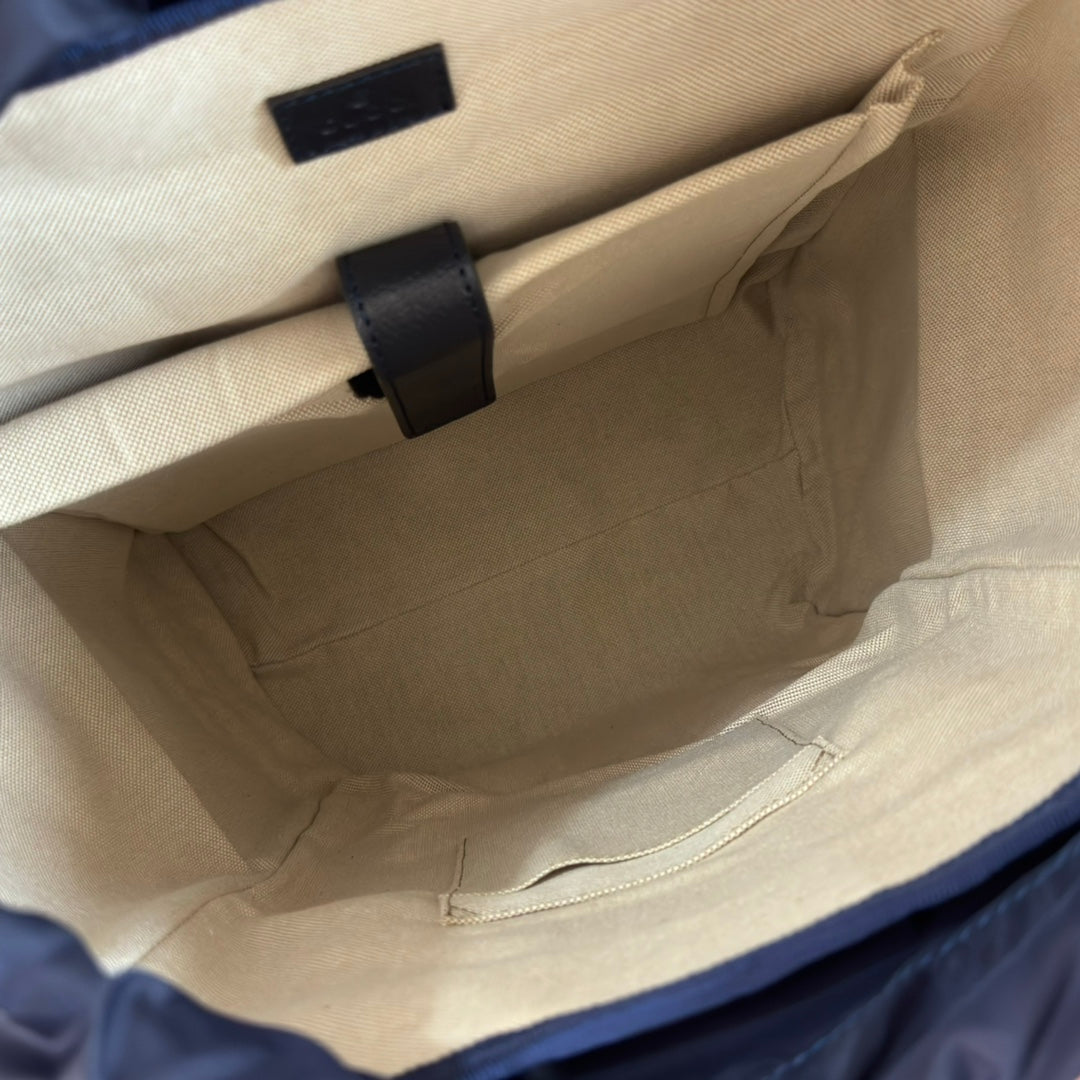 GUCCI 25S OPHIDIA MEDIUM BACKPACK 40 CM IN BEIGE MIX BLACK CALFSKIN