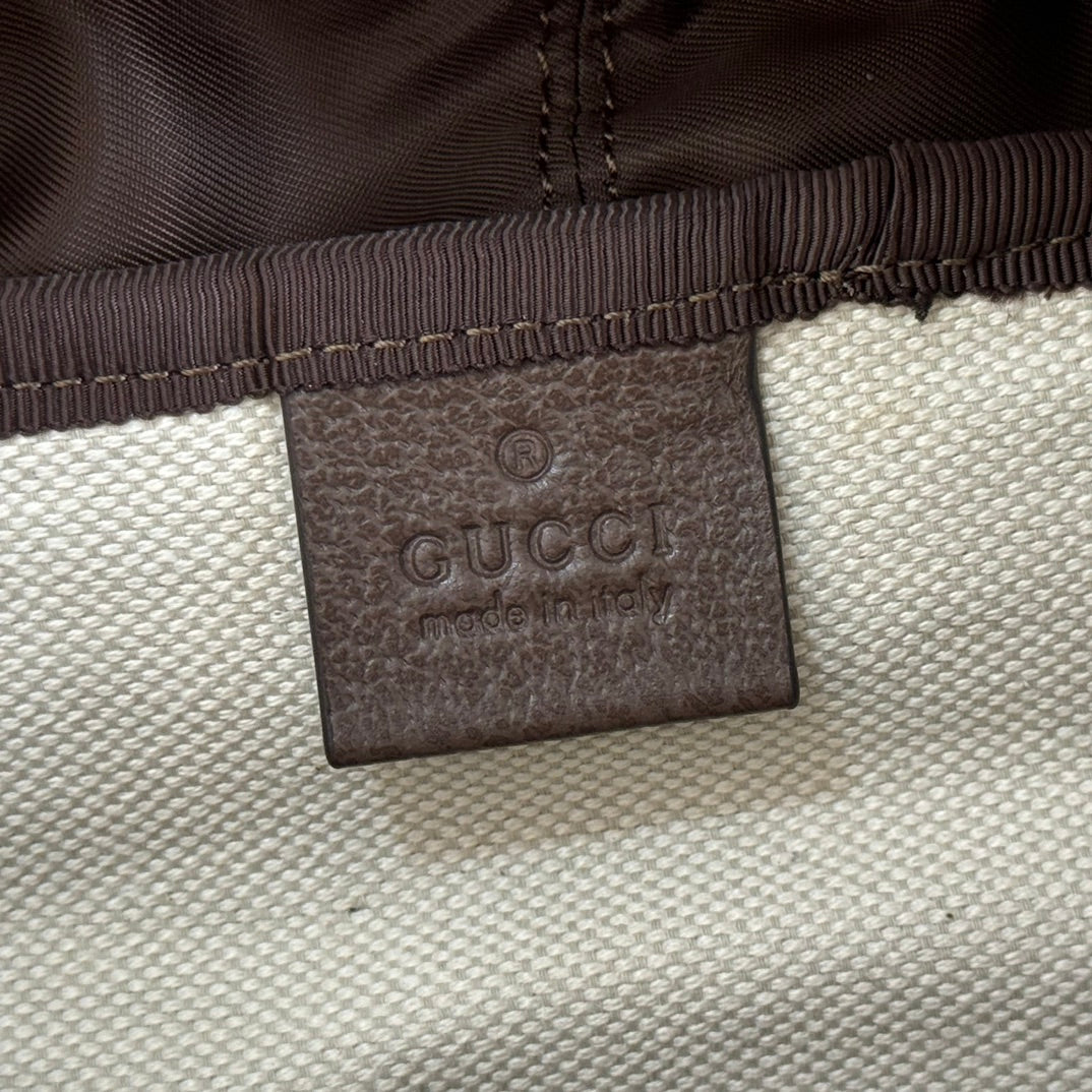 GUCCI 25S OPHIDIA MEDIUM BACKPACK 40 CM IN DARK BEIGE MIX BROWN CALFSKIN