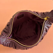 MIUMIU 26S POUCH BAG 15 IN COFFEE BROWN CALFSKIN GOLD HARDWARE