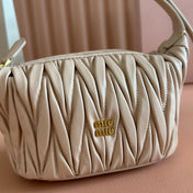 MIUMIU 26S POUCH BAG 15 IN LIGHT PINK CALFSKIN GOLD HARDWARE