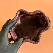 MIUMIU 26S MATELASSE POUCH BAG 16 IN DARK BROWN CALFSKIN GOLD HARDWARE