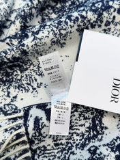 SCARF 220 CM IN NAVY BLUE MIX WHITE MONOGRAM CASHMERE AND WOOL 413656