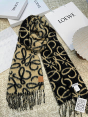 SCARF 186 CM IN BLACK MIX CAMEL BEIGE ALPACA AND WOOL 403823