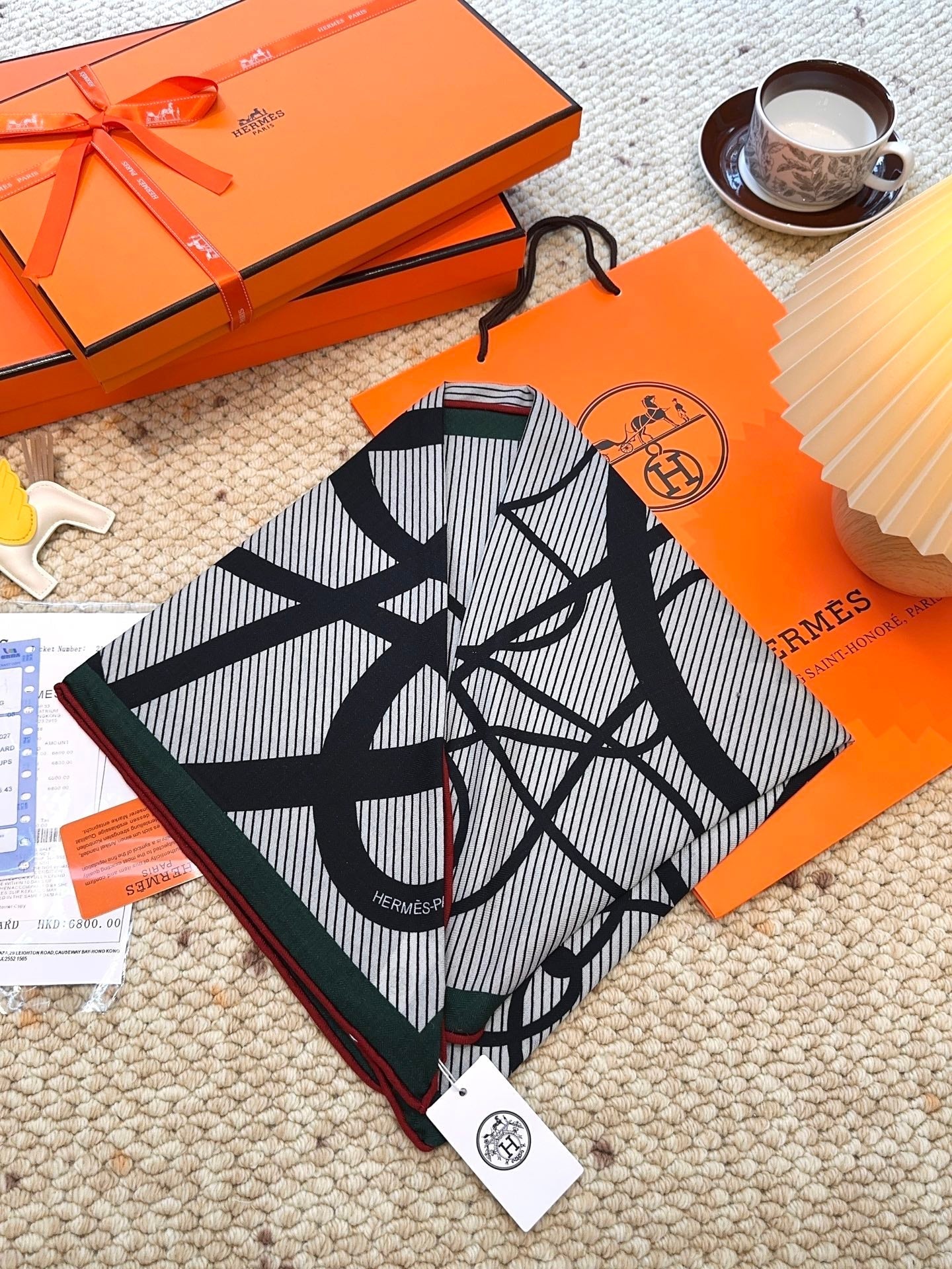 HERMES 25S SCARF 140 IN CASHMERE SILK 854530