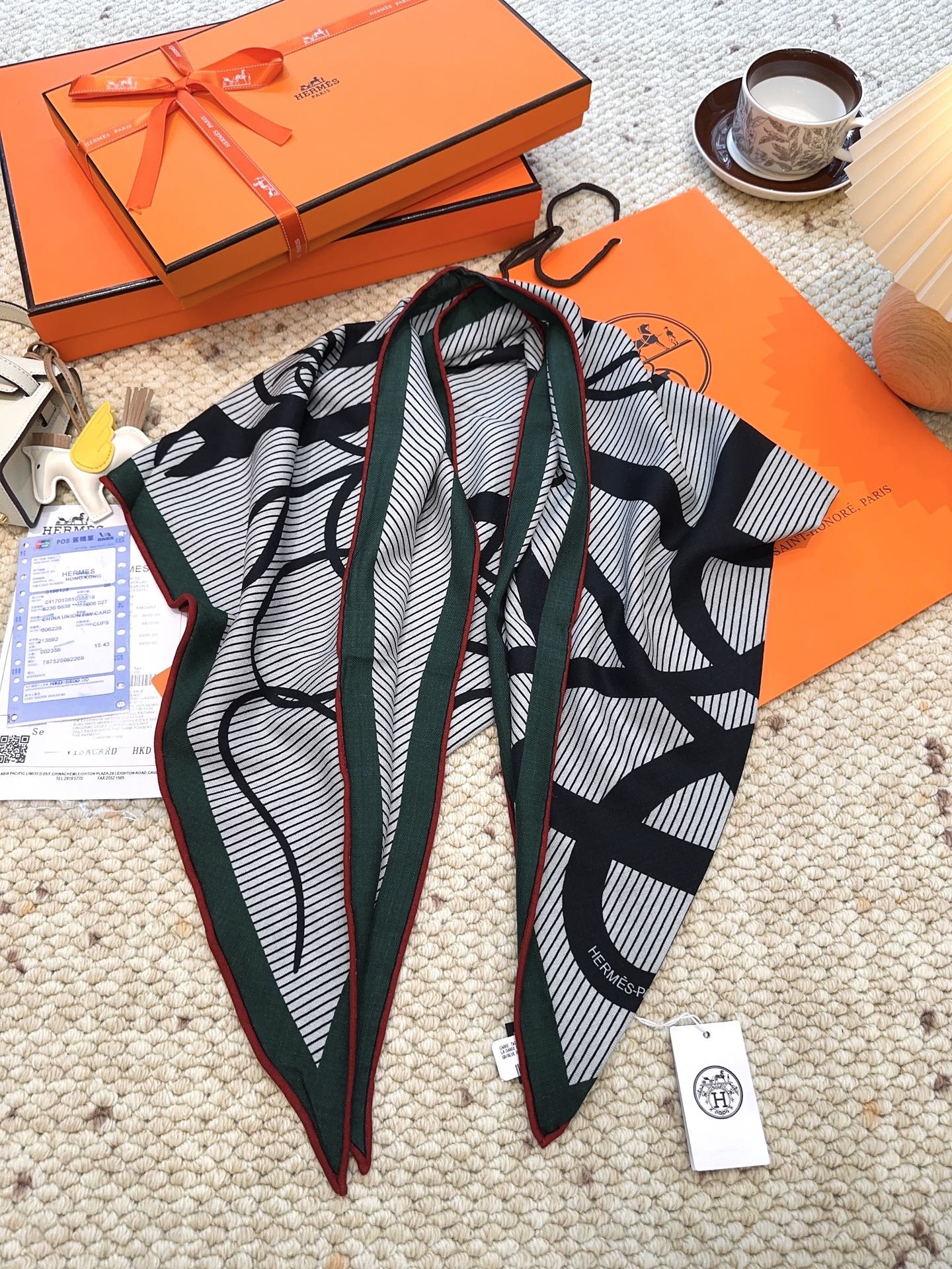 HERMES 25S SCARF 140 IN CASHMERE SILK 854530