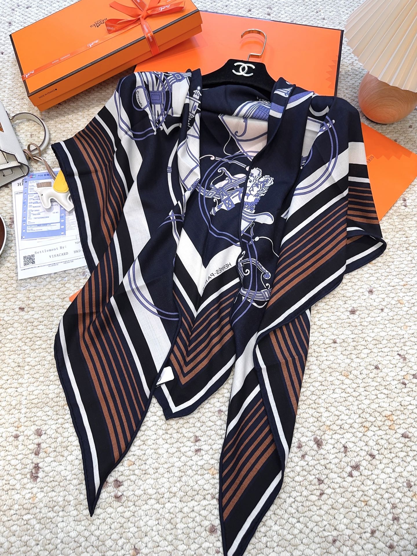 HERMES 25S SCARF 140 IN CASHMERE SILK 854528