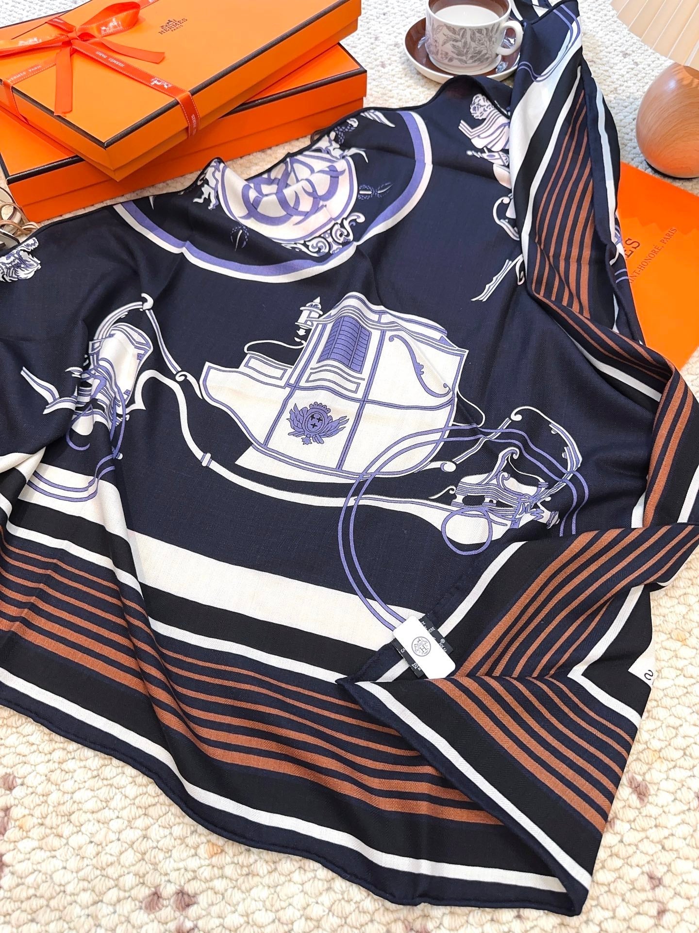 HERMES 25S SCARF 140 IN CASHMERE SILK 854528