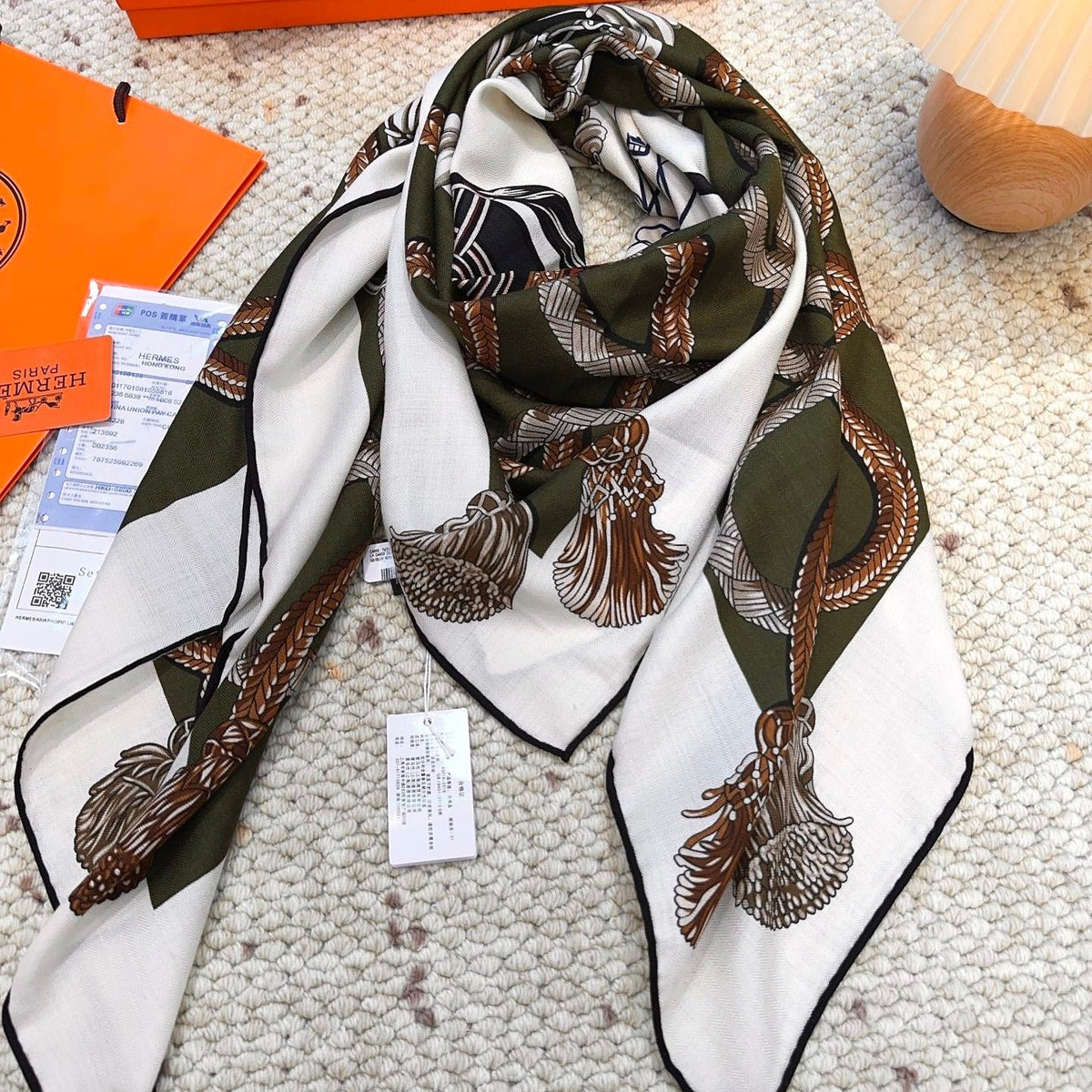 HERMES 25S SCARF 140 IN CASHMERE SILK 854538