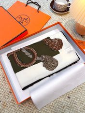 HERMES 25S SCARF 140 IN CASHMERE SILK 854538