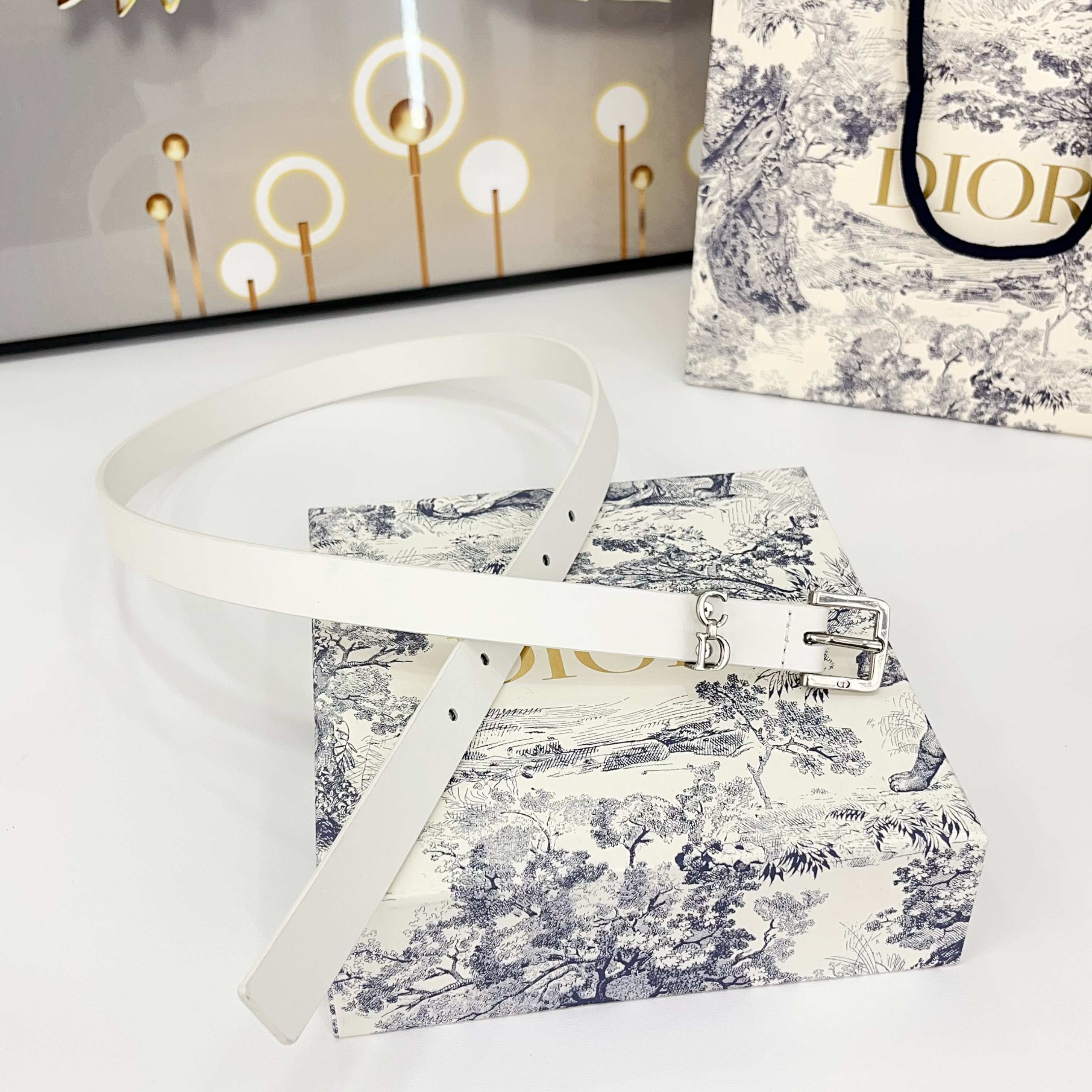 DIOR 25S BELT 20 MM IN WHITE CALFSKIN 570113