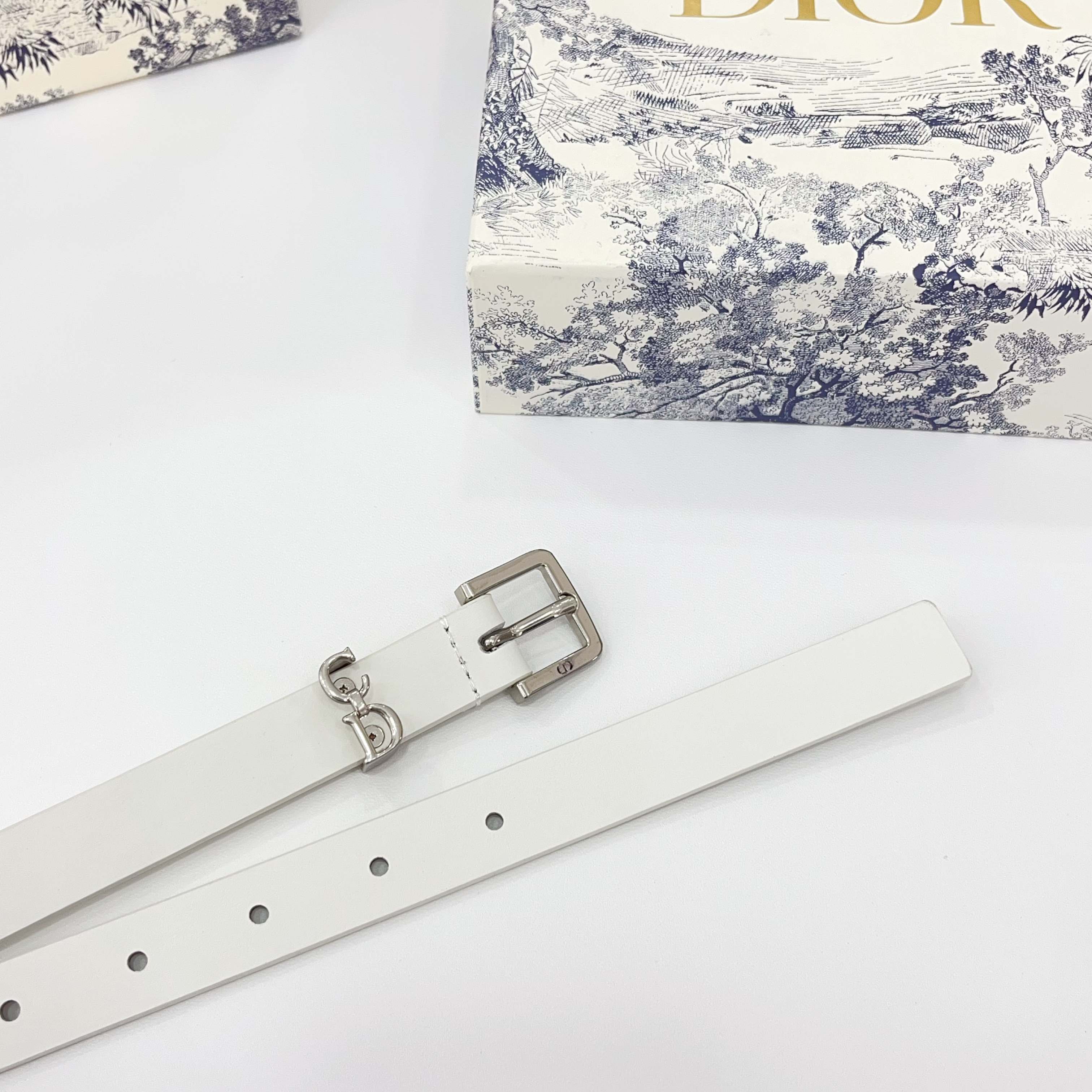 DIOR 25S BELT 20 MM IN WHITE CALFSKIN 570113