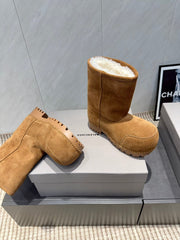 BALENCIAGA 25S LOW ANKLE BOOTS PLATFORM HEEL IN BROWN SUEDE STYLE 7