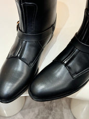 HM 25S RIDING BOOTS IN BLACK LAMBSKIN WITH SILVER HARDWARE