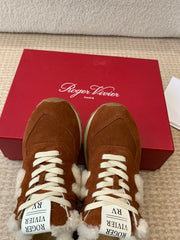 VIV' RUN SNEAKER IN BROWN SUEDE AND SHEARLING