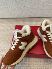 VIV' RUN SNEAKER IN BROWN SUEDE AND SHEARLING