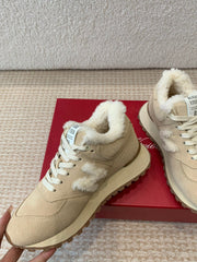 VIV' RUN SNEAKER IN LIGHT BROWN SUEDE AND SHEARLING