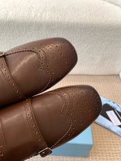 DOUBLE MONK MULES IN DARK BROWN CALFSKIN