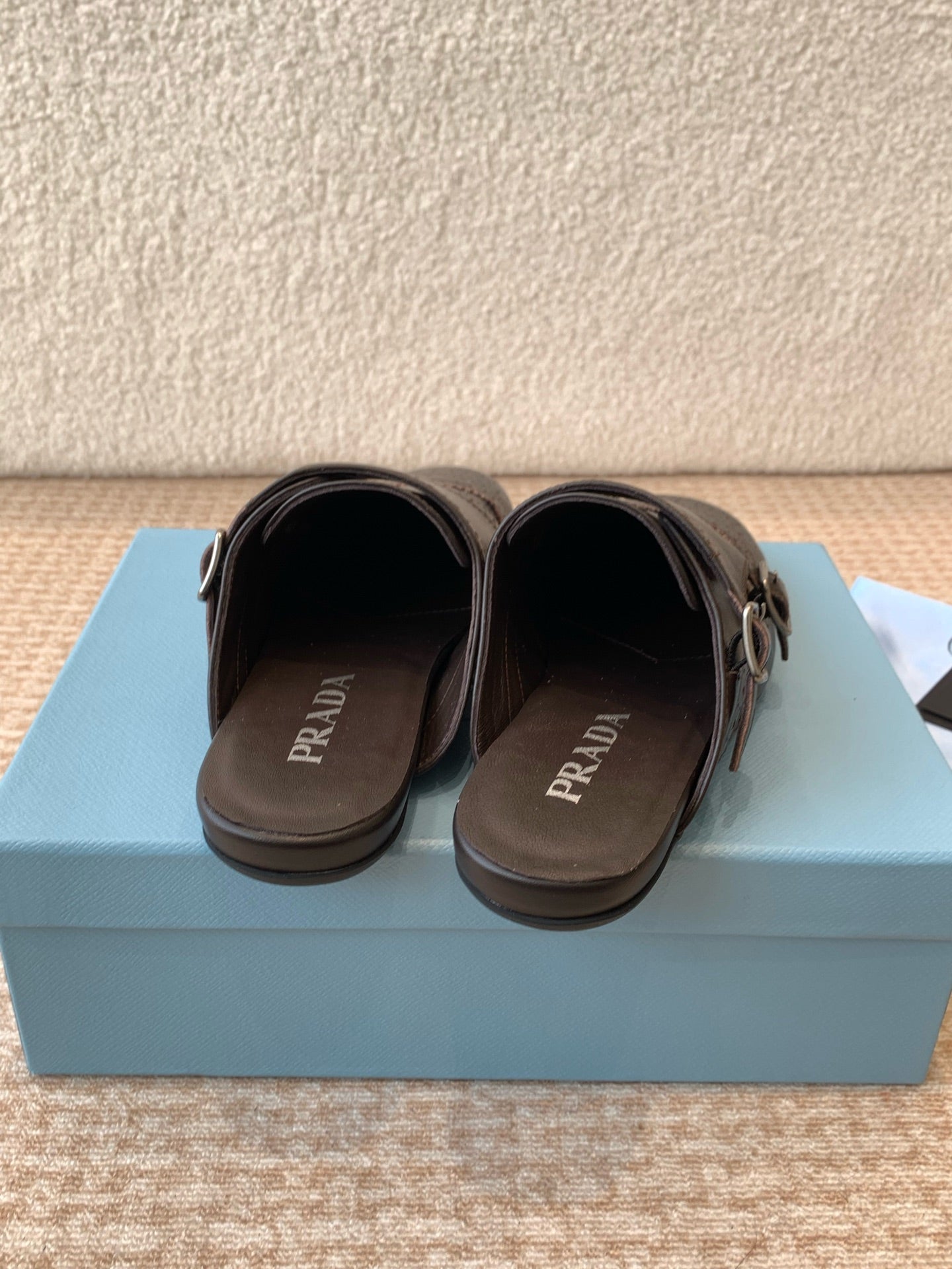 DOUBLE MONK MULES IN WALNUT BROWN CALFSKIN