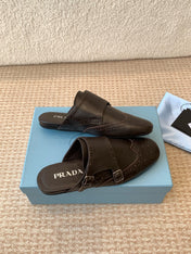 DOUBLE MONK MULES IN WALNUT BROWN CALFSKIN