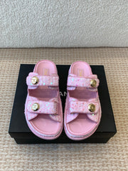 DAD SANDAL IN BRIGHT PINK FABRIC WITH SEQUINS MULE