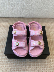 DAD SANDAL IN BRIGHT PINK FABRIC WITH SEQUINS