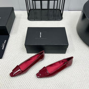 POPPY BALLET FLATS IN BURGUNDY RED GLOSSY LAMBSKIN