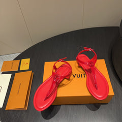 LV THONG SANDALS 25S IN RED CALFSKIN WITH RED HARDWARE