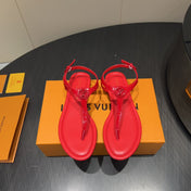 LV THONG SANDALS 25S IN RED CALFSKIN WITH RED HARDWARE