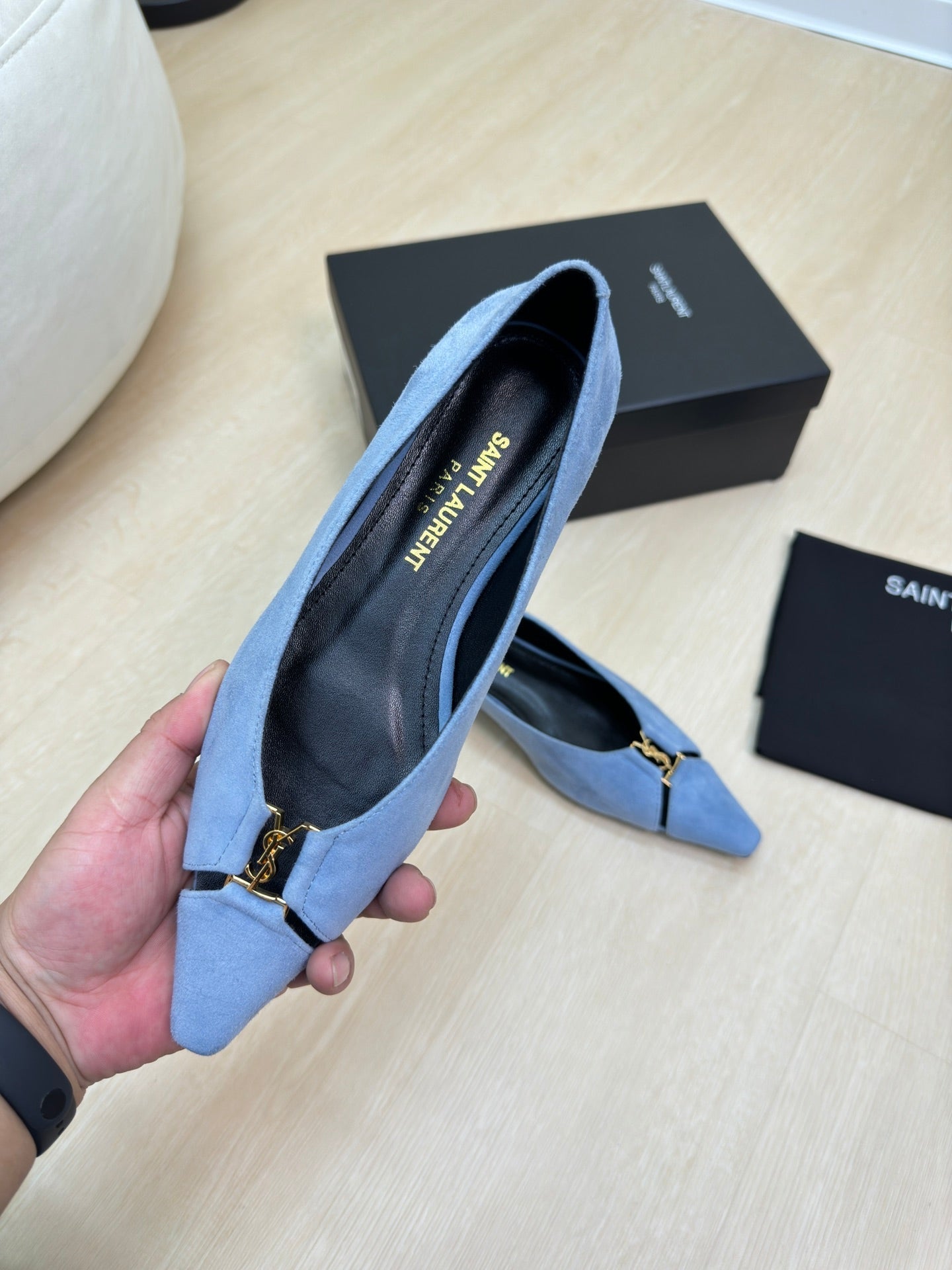 BABYLONE BALLET FLAT IN SKY BLUE SUEDE