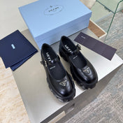 PRADA 25S PLATFORM MARY JANE SHOES IN BLACK CALFSKIN STYLE 3