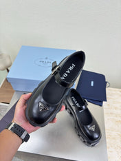 PRADA 25S PLATFORM MARY JANE SHOES IN BLACK CALFSKIN STYLE 3
