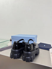 PRADA 25S PLATFORM MARY JANE SHOES IN BLACK GLOSSY CALFSKIN STYLE 2