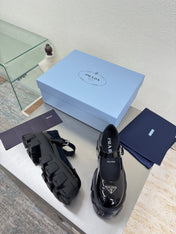 PRADA 25S PLATFORM MARY JANE SHOES IN BLACK GLOSSY CALFSKIN STYLE 2
