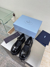 PRADA 25S PLATFORM MARY JANE SHOES IN BLACK GLOSSY CALFSKIN STYLE 2