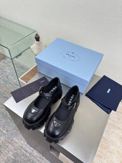 PRADA 25S PLATFORM MARY JANE SHOES IN BLACK CALFSKIN STYLE 1