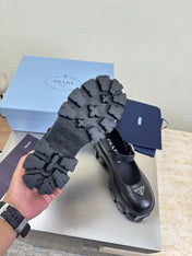 PRADA 25S PLATFORM MARY JANE SHOES IN BLACK CALFSKIN STYLE 1