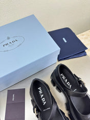PRADA 25S PLATFORM MARY JANE SHOES IN BLACK CALFSKIN STYLE 1
