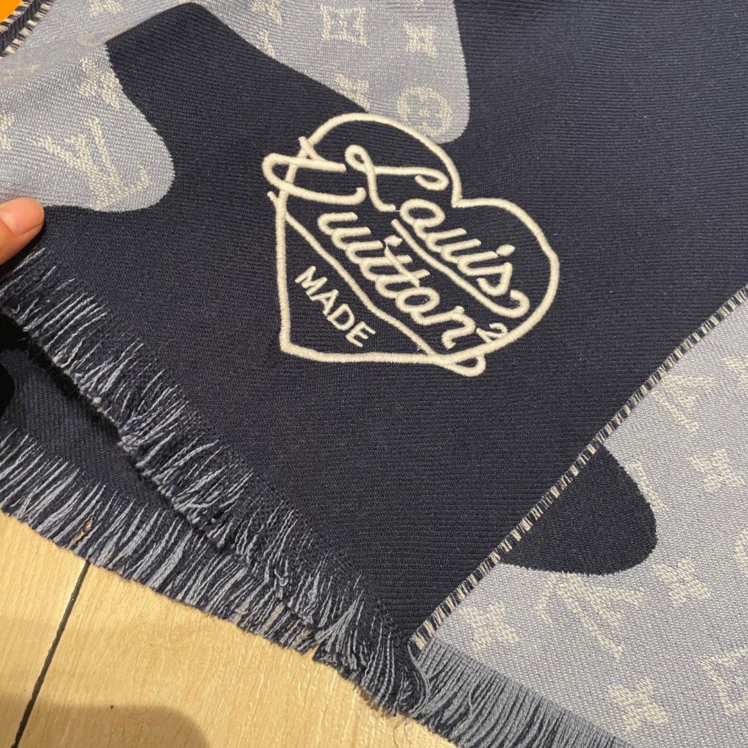 MONOGRAM DRIP 200 CM IN NAVY BLUE WOOL 391068